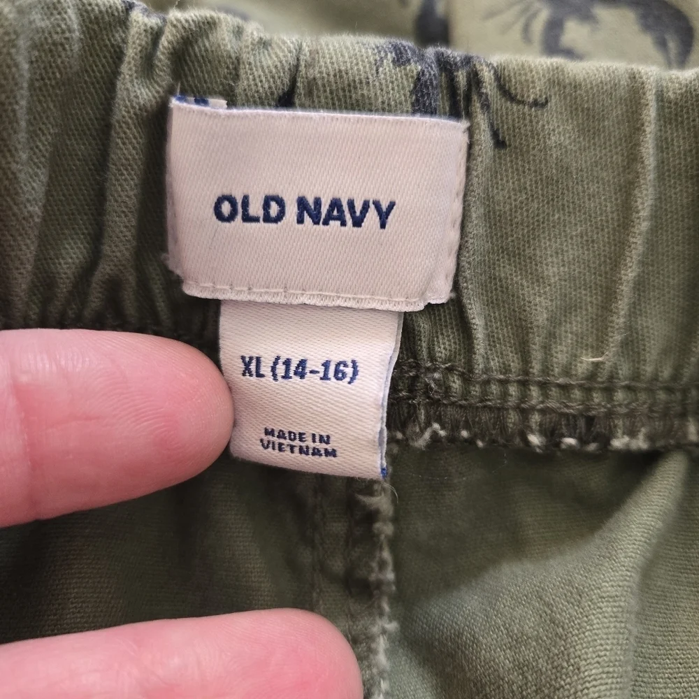 Old Navy Green Shorts Navy Lobster/Crawfish Print Boys Size 14/16